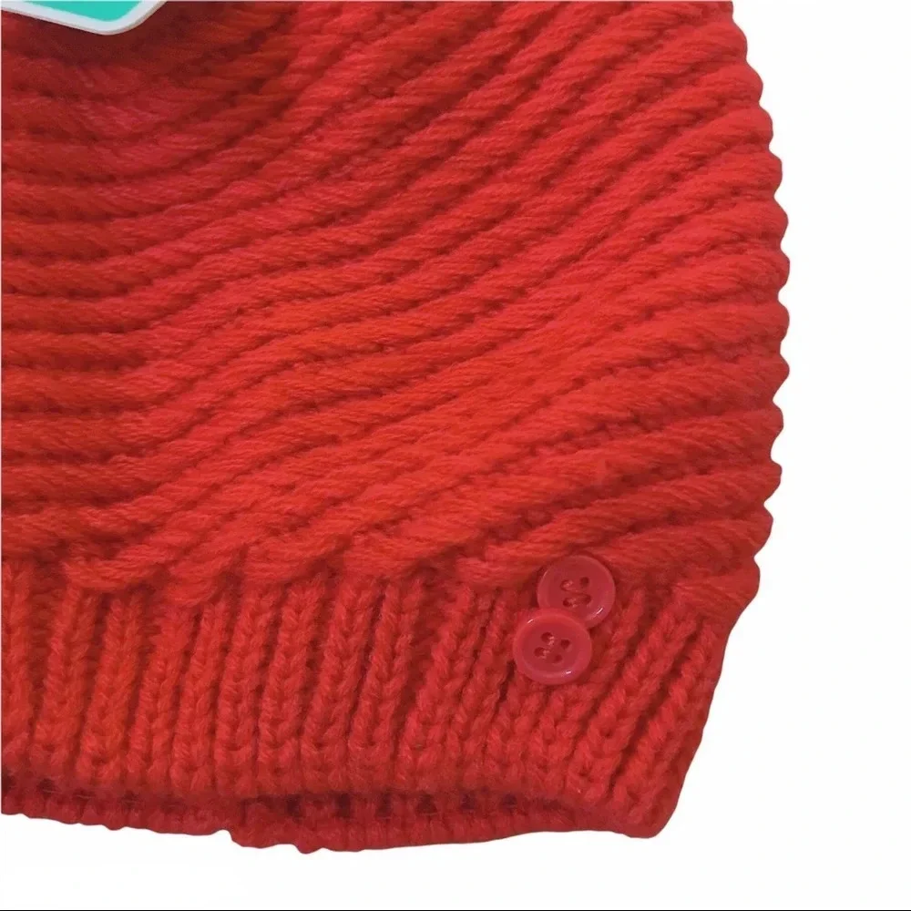 NWT Copper Key Red Chunky Knit Pompom Beanie